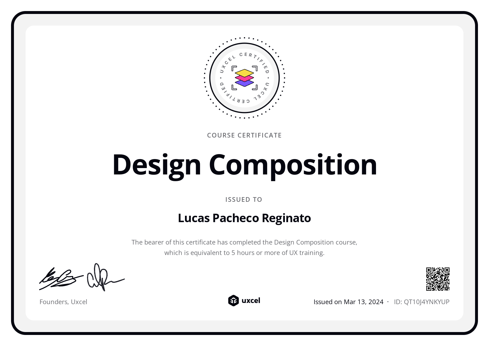 Lucas Pacheco Reginato's certificate